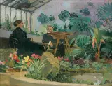 Józef Mehoffer, W ORANŻERII, ok. 1900, olej, deska