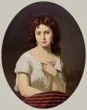 Marcel Johann von Zadorecki, DZIEWCZYNA Z RÓŻĄ, 1868, olej, płótno