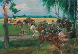POGOŃ KONNICY ZA BOLSZEWIKAMI by Wojciech Kossak, 1919, olej, płótno, sold Mar 2016