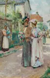 Alfred August Glendening junior, POPOŁUDNIOWY SPACER, akwarela, papier