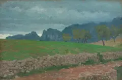 Edward Okuń, PEJZAŻ Z OKOLIC ROCCA DI MEZZO, 1913, olej, płótno