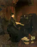 Paweł Merwart, IMPROWIZACJA. PIANISTKA, 1889, olej, deska