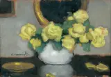 Alfons Karpiński, RÓŻE ŻÓŁTE, olej, tektura