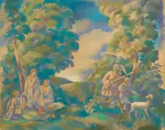 Wacław Borowski, DIANA I AKTEON, 1920, pastel, gwasz, karton
