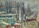Jan Cybis, KRAJOBRAZ ZIMOWY Z KRZEMIEŃCA, 1939-1940, olej, tektura