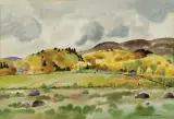 Rafał Malczewski, PEJZAŻ JESIENNY, akwarela, papier