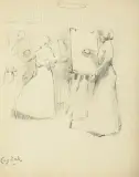 Eugeniusz Zak, MALARKI PRZY SZTALUGACH W PRACOWNI, ołówek, papier