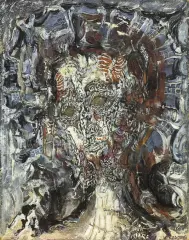 Zdzisław Lachur, Chrystus, 1971, olej, gwasz, tusz, płyta pilśniowa