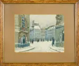 Franciszek Sunderland, Widok na Rynek Starego Miasta 1 ćw. XX w., akwarela, papier