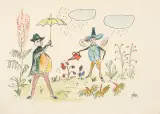 Jan Marcin Szancer, Ilustracja do bajki, akwarela, tusz, pióro, papier