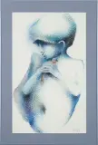 Krzysztof Jung, CHŁOPIEC TRZYMAJĄCY PTASZKA, 1977, pastel, papier
