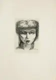 Moïse Kisling, Portret kobiety, sucha igła, papier