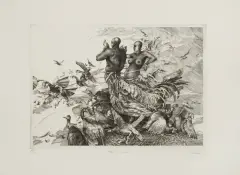 Krzysztof Witold Skórczewski, EMIGRANCI, 1987, miedzioryt, mezzotinta