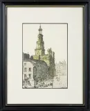 Leon Wyczółkowski, RATUSZ W POZNANIU, 1933, litografia barwna, papier kremowy