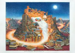 Jacek Yerka, CZYTELNIK DOSKONAŁY, 2015, kredki, ołówek, karton