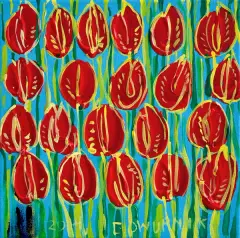 Edward Dwurnik, Czerwone tulipany, 2014, olej, płótno