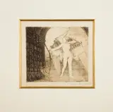 Kasper Pochwalski, Figura alegoryczna (Anioł z łukiem), akwaforta, sucha igła, papier kremowy