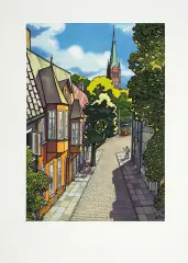 Widok miejski by Jerzy Szelągowski, 1960, gwasz, tusz pióro, papier, sold Dec 2015