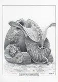 MIĘCZAK PARZYSTOGĄSIENICOWY by Jacek Yerka, 2015, ołówek, papier, sold Dec 2015
