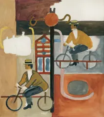 Marek Włodarski, KOMPOZYCJA Z DWOMA ROWERZYSTAMI, 1928, gwasz, akwarela, ołówek, papier