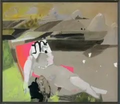 Teresa Pągowska, Z CYKLU WAKACJE NA PODGÓRZU - PEJZAŻ ZE SROKĄ, tempera, akryl, płótno