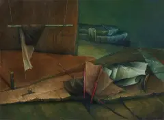 Z CYKLU CHWILE: NIC SIĘ NIE KOŃCZY by Antoni Kowalski, 1987, olej, płótno, sold Dec 2015