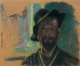 AUTOPORTRET by Jacek Malczewski, ok. 1918, olej, tektura, sold Dec 2015