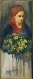 Leon Wyczółkowski, DZIEWCZYNA Z KACZEŃCAMI, ok. 1900, pastel, olej, płótno flokowane nakl. na sklejkę