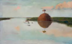 Józef Chełmoński, ZACHÓD SŁOŃCA NA BŁOTACH, 1900, olej, płótno