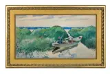 POLOWANIE NA KACZKI by Julian Fałat, 1919, akwarela, papier, sold Dec 2015