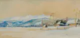 ZIMOWY PEJZAŻ Z PODHALA by Mieczysław Filipkiewicz, akwarela, gwasz, papier, sold Dec 2015