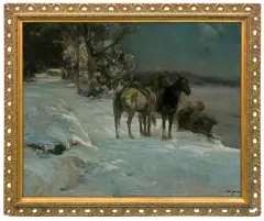 Alfred Wierusz-Kowalski, ODPOCZYNEK KOZAKÓW, ok. 1910, olej, płótno
