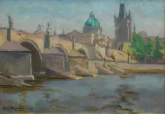 Jerzy Karszniewicz, MOST KAROLA W PRADZE, przed 1918, olej, tektura