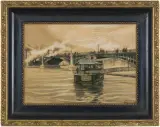Odo (Otton) Dobrowolski, PONT SULLY W PARYŻU, ok. 1910, kredka, pastel, gwasz, karton