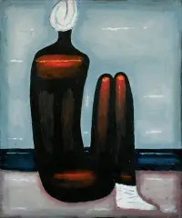 Jerzy Nowosielski, AKT NA PLAŻY, 1988, olej, płótno