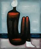 AKT NA PLAŻY by Jerzy Nowosielski, 1988, olej, płótno, sold Nov 2015