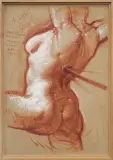 ŁANIA ŚMIERTELNIE TRAFIONA OSZCZEPEM by Franciszek Starowieyski, 1989, gwasz, akryl, papier naklejony na płótno, offered Nov 2015
