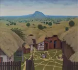 POD PEJZAŻEM by Jacek Yerka, 1988, akryl, płótno, offered Nov 2015