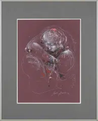 Andrzej Domżalski, Żebraczka, 2015, pastel, akryl, papier brązowy