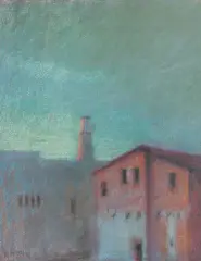 Piotr Kondrad, PEJZAŻ MIEJSKI, 1988, pastel, papier