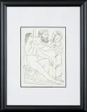RZEŹBIARZ, MODELKA I BIUST, z teki Vollarda by Pablo Picasso, litograficzna replika akwaforty, papier kremowy, sold Oct 2015