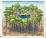 ODPŁYW by Jacek Yerka, 2004, kredki barwne, ołówek, karton, sold Oct 2015