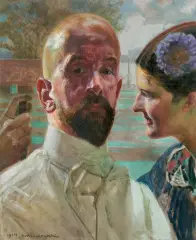 Jacek Malczewski, Autoportret alegoryczny, 1914, olej, tektura