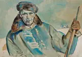 AUTOPORTRET W ZIMOWYM OKRYCIU by Julian Fałat, 1917, akwarela, papier, offered Oct 2015