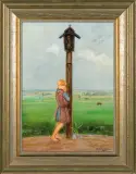 MODLITWA, PRZED KAPLICZKĄ by Vlastimil Hofman, 1929, olej, płótno, sold Oct 2015