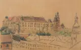 Leon Wyczółkowski, WIDOK NA WAWEL, 1904, kredka, akwarela, papier