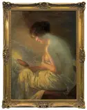 Willibald Winck, AKT. KOBIETA Z LUSTERKIEM, olej, płótno