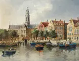 Erich Demmin, MIASTO W HOLANDII, olej, deska