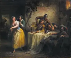 Eduard Ender, WESOŁE TOWARZYSTWO, 1852, olej, deska