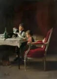 Jean Paul Haag, ŚNIADANIE DLA KOTKA, olej, deska